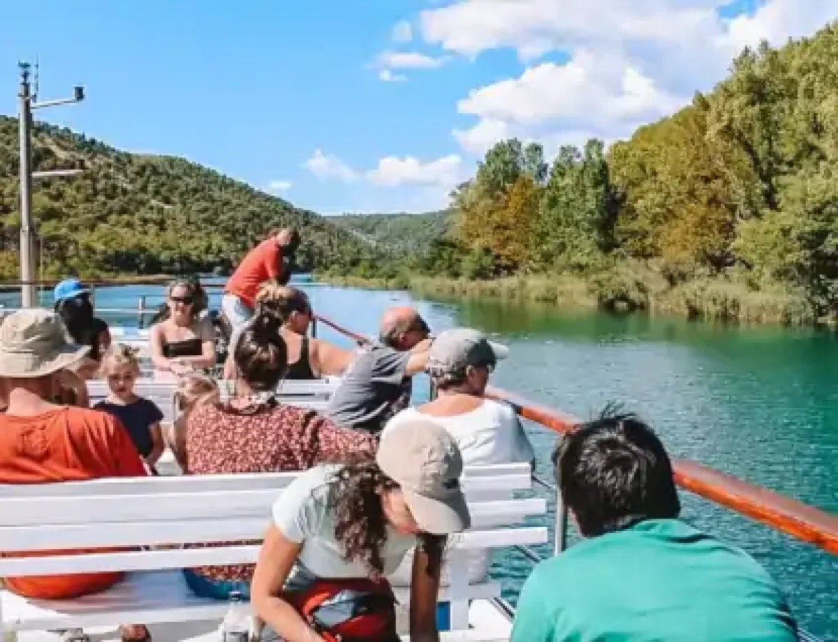 Boat cruise on the Krka River heading to Skradin