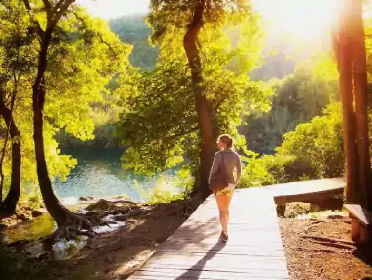 Wooden boardwalk along Skradinski Buk waterfalls in Krka National Park