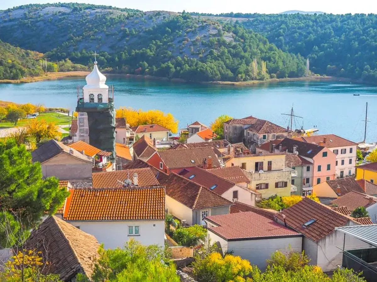 Historic stone streets in Skradin on the Krka tour from Split